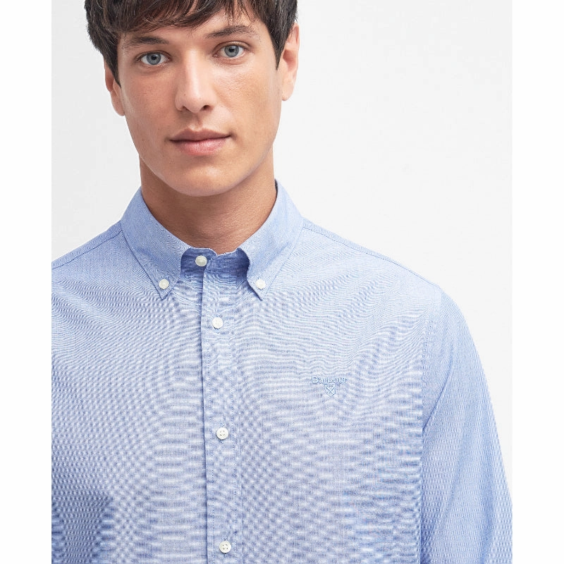 Barbour Crest Poplin Mens Tailored Fit Shirt - Sky Gift Sale Event