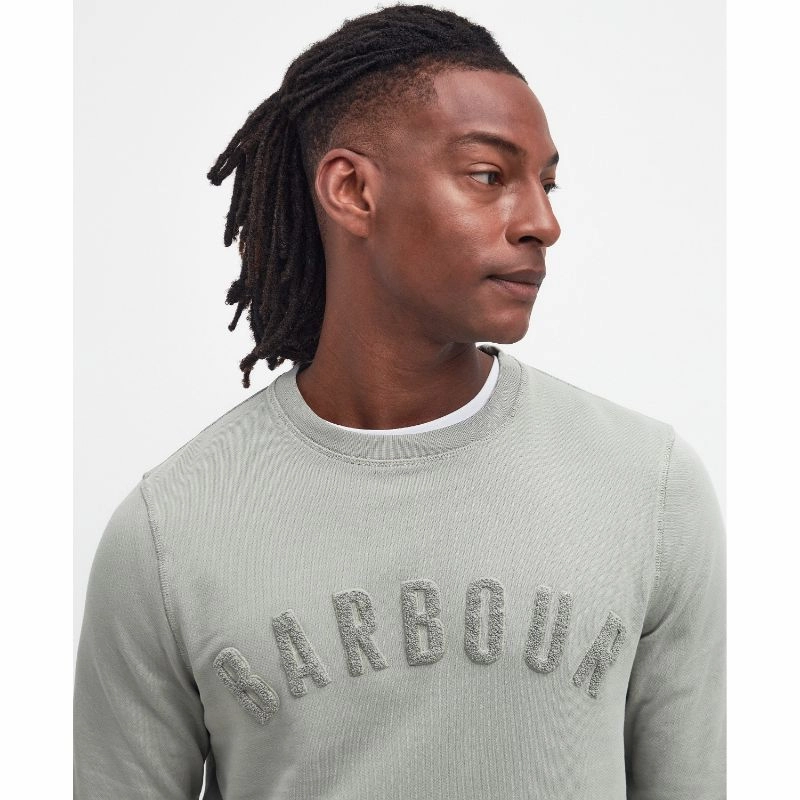 Barbour Wash Prep Logo Mens Sweatshirt - Forest Fog Big Hot Sale