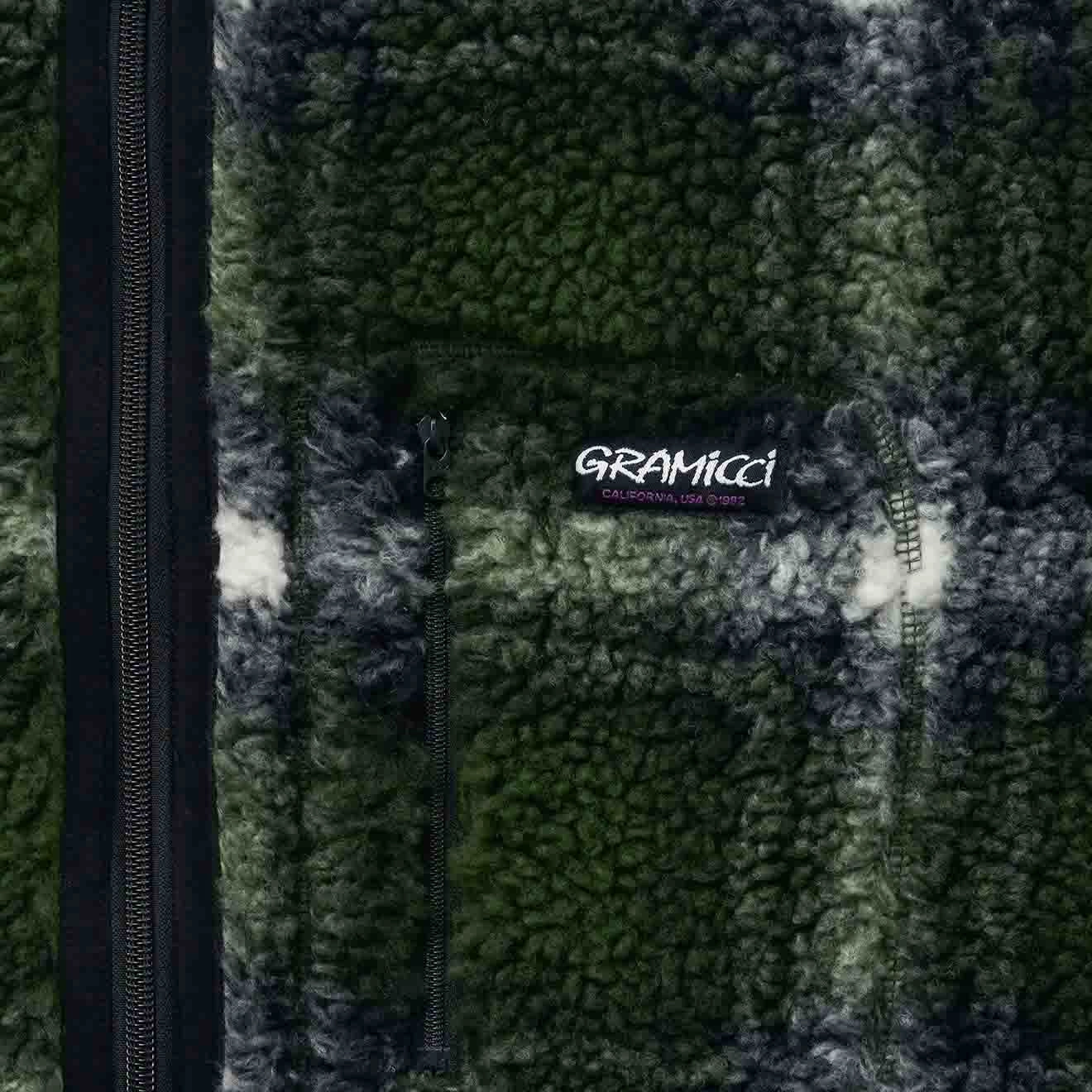 Gramicci Shadow Plaid Sherpa Jacket Olive Shadow Plaid Today Only Discount