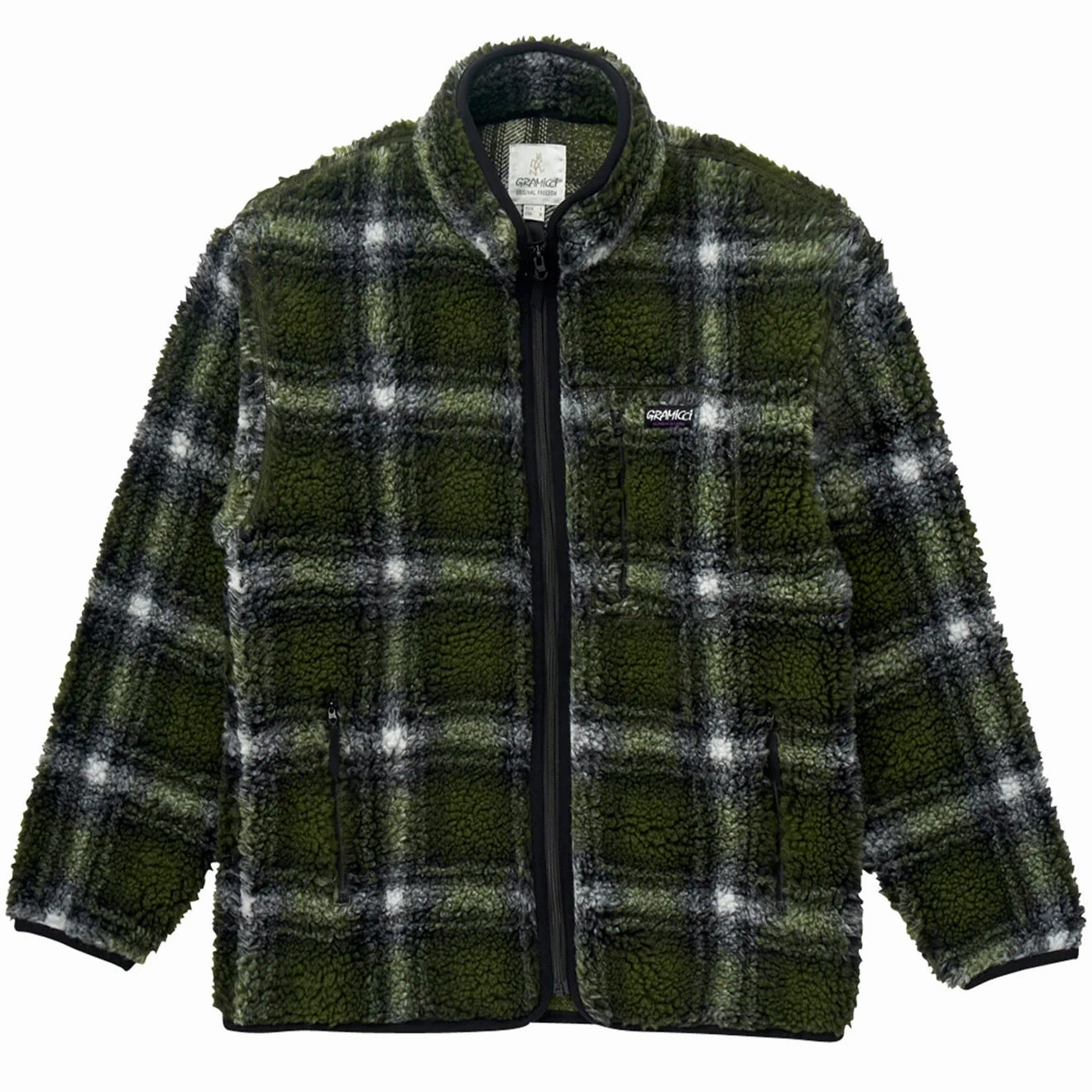 Gramicci Shadow Plaid Sherpa Jacket Olive Shadow Plaid Limited Stock Deals