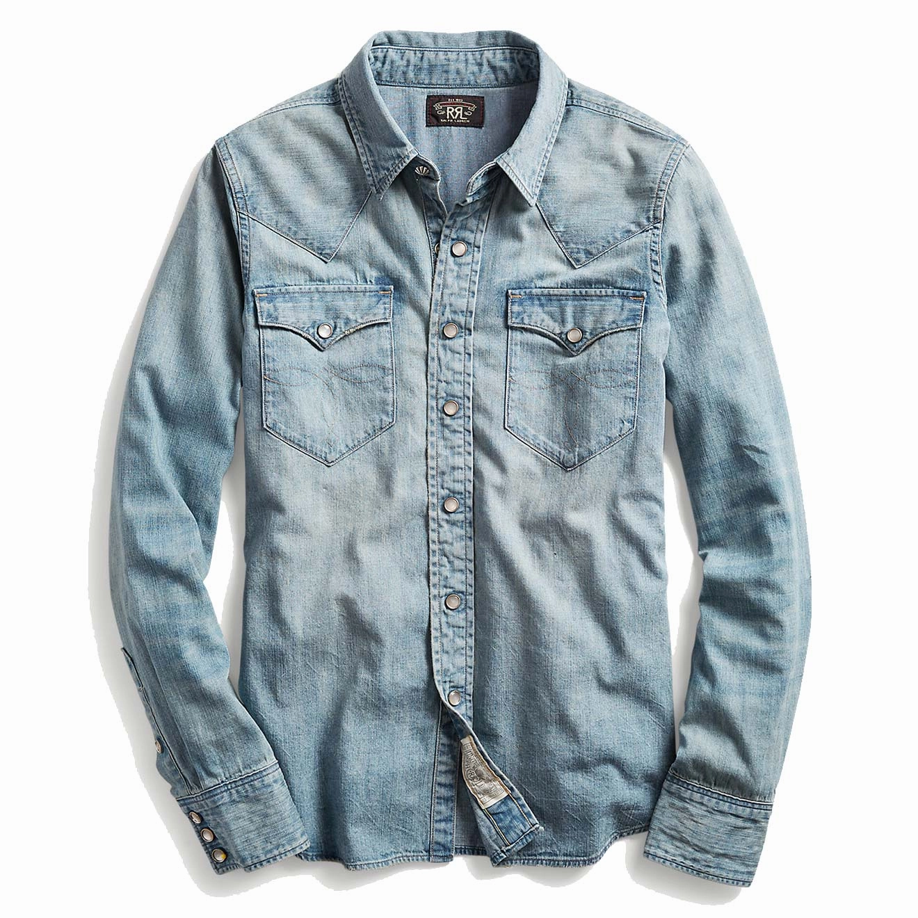 Rrl By Ralph Lauren Womens Indigo Denim Western Shirt Medium Wash Best Deal Today Clearance Event Today