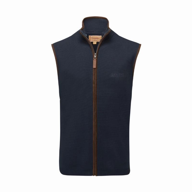 Schoffel Marlow Mens Milano Knit Gilet - Navy Hot Offer Inside