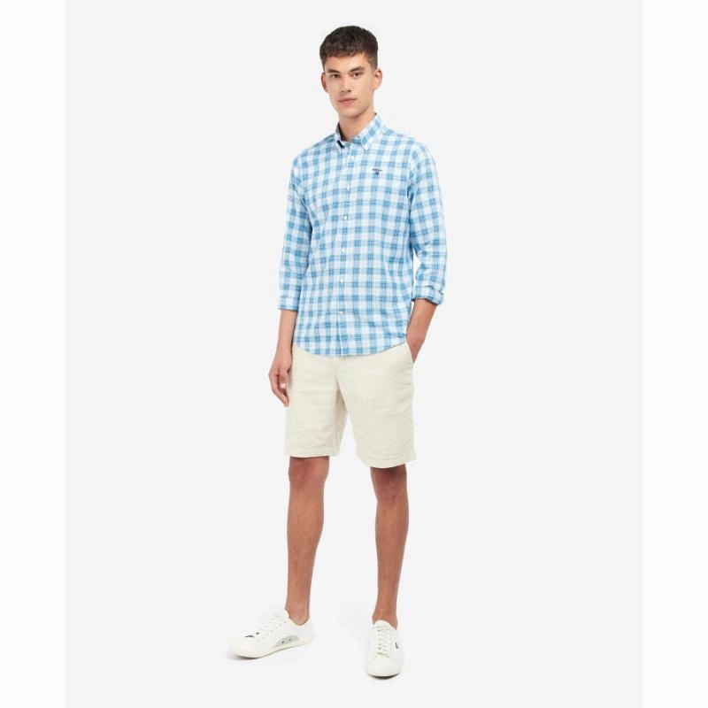 Last Chance Steal Special Online Offer Barbour Spillman Mens Shirt - Sky