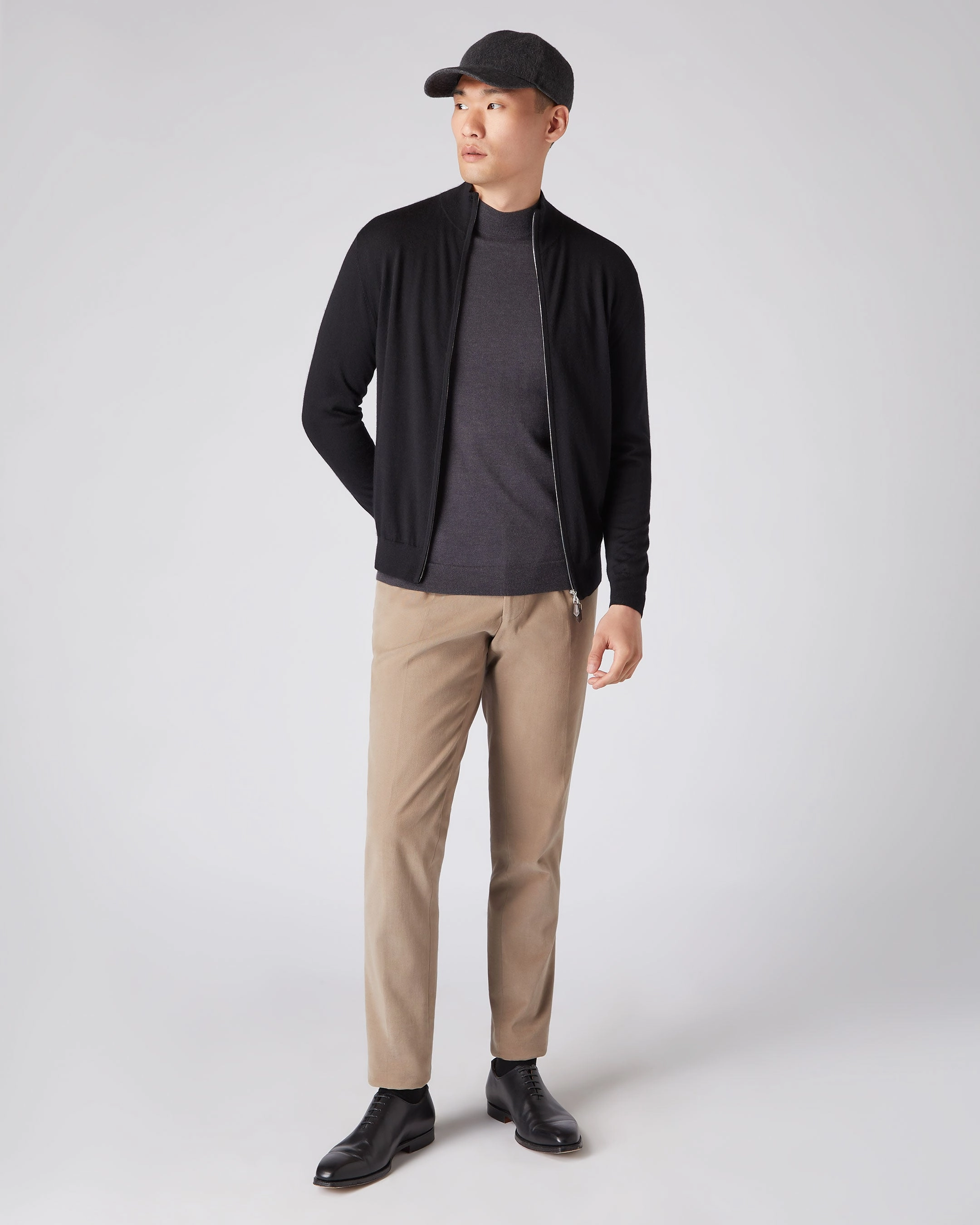 Grab Todays Deal Special Online Offer Men'S Hyde Fine Gauge Cashmere Full Zip Jumper Black