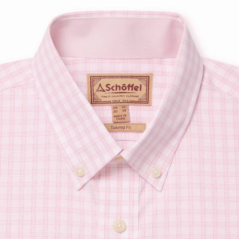 Schoffel Harlyn Tailored Mens Shirt - Pink Check Biggest Savings Now MustHave Gift Ideas