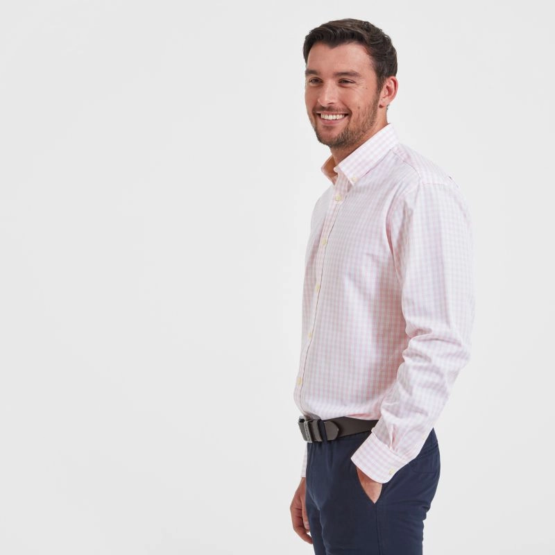 Schoffel Harlyn Tailored Mens Shirt - Pink Check Daily Hot Deal Clearance Event Today