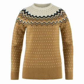 Fjallraven Womens Ovik Knit Sweater Buckwheat Brown / Chalk White Clearance Sale