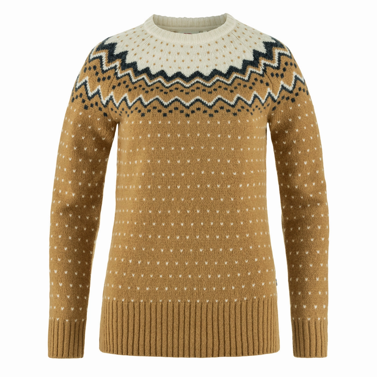 Fjallraven Womens Ovik Knit Sweater Buckwheat Brown / Chalk White Clearance Sale
