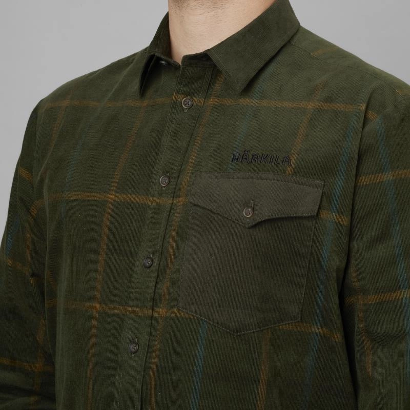 Save Today Event Harkila Kaldfjord Mens Corduroy Shirt  - Willow Green Check