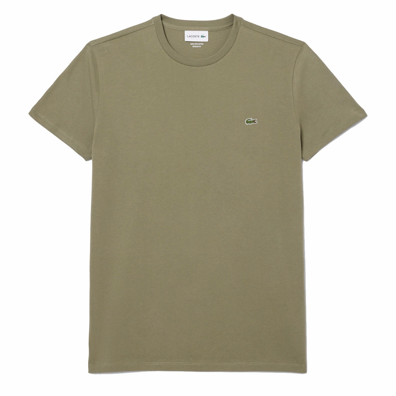 Lacoste Crew Neck Pima Cotton T-Shirt Khaki Big Sale Today
