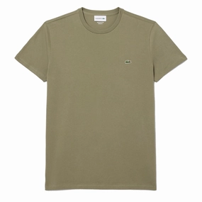 Lacoste Crew Neck Pima Cotton T-Shirt Khaki Big Sale Today