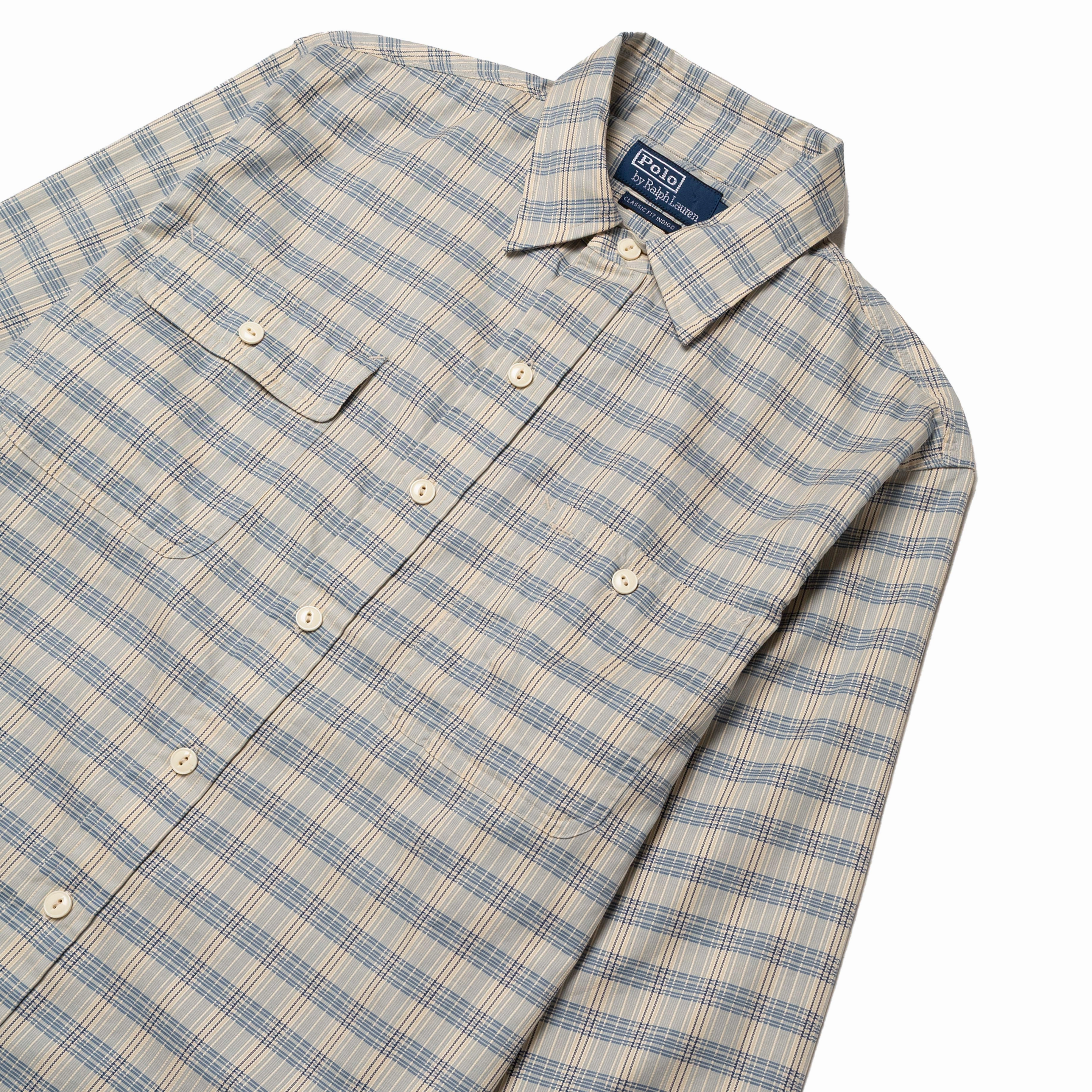 Polo Ralph Lauren Classic Fit Plaid Workshirt Indigo Cream Weekend Flash Offer