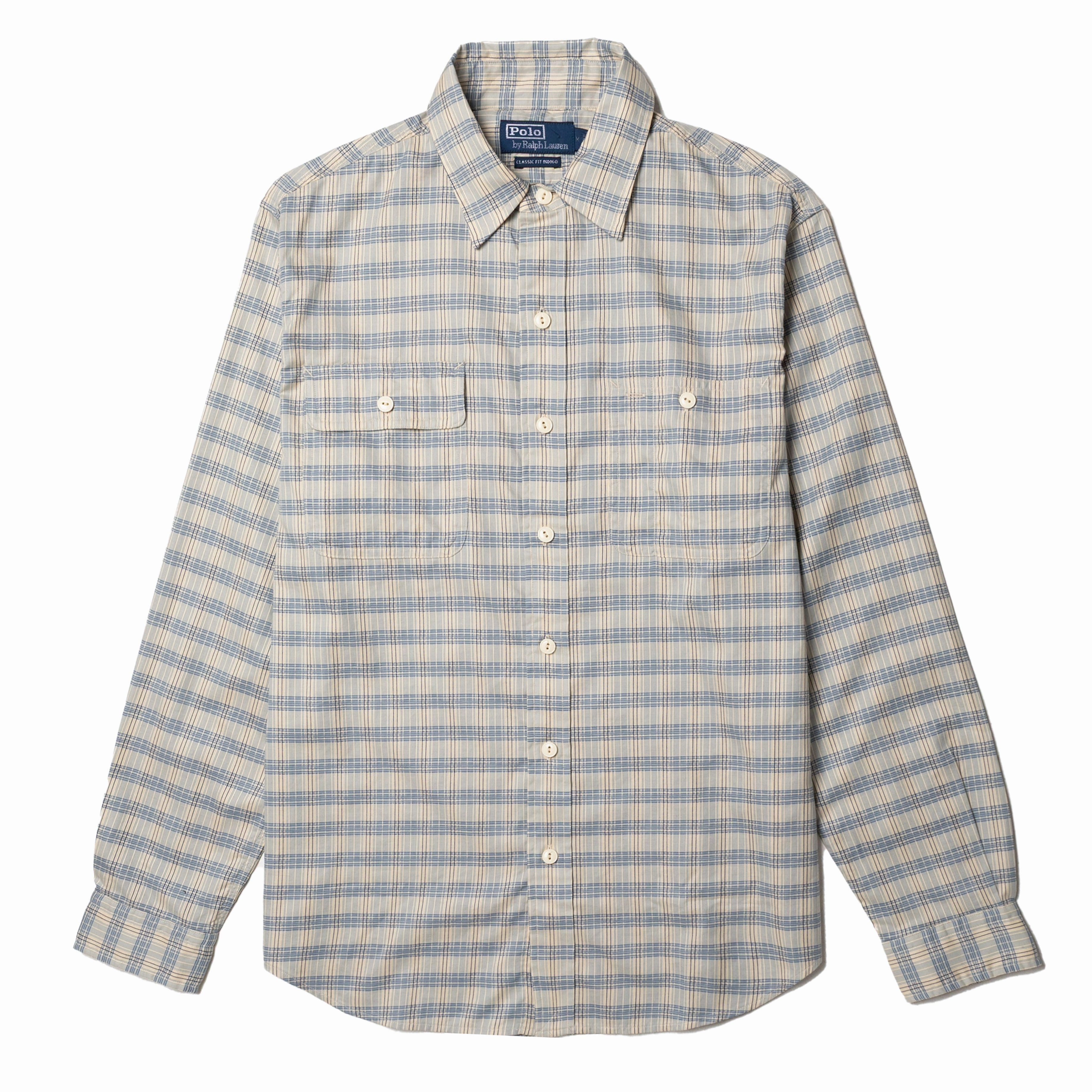 Polo Ralph Lauren Classic Fit Plaid Workshirt Indigo Cream Perfect Gift Sale Instant Deal Today