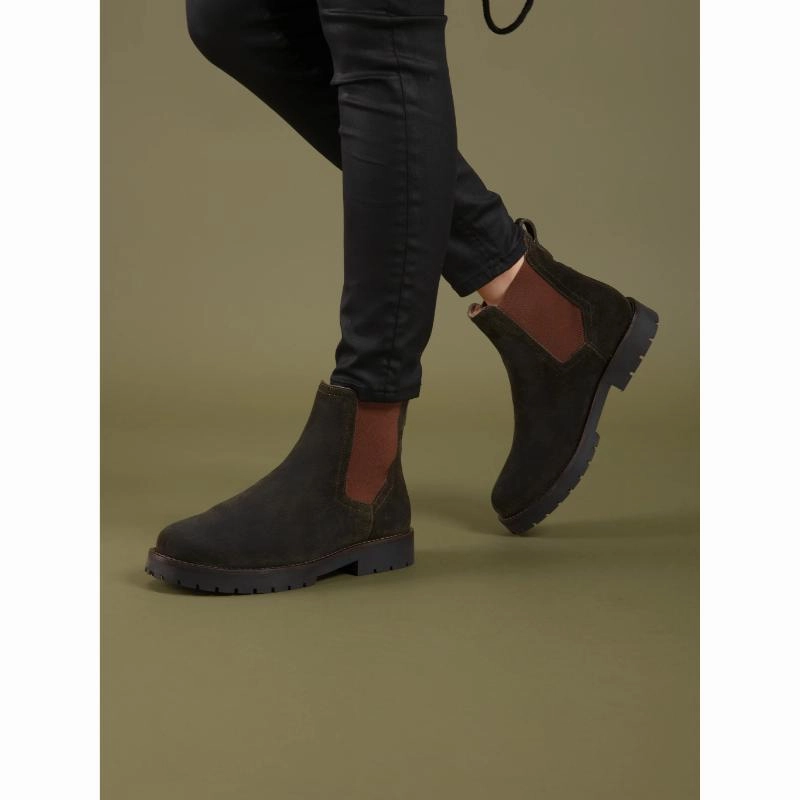 Fairfax & Favor Boudica Fur-Lined Ladies Suede Boot - Moss Green Clearance Steal Today