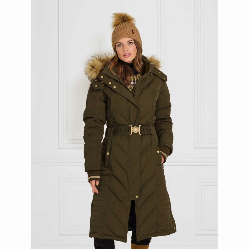Fairfax & Favor Charlotte Padded Ladies Longline Coat - Khaki Big Hot Sale