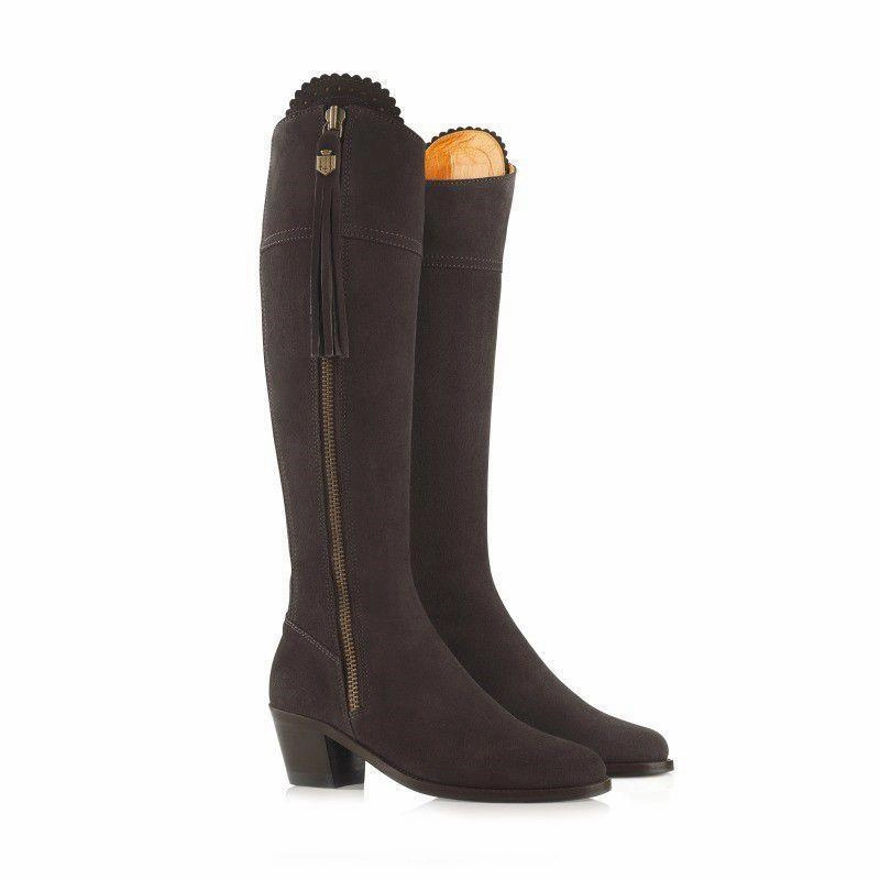 Fairfax & Favor Heeled Regina Ladies Suede Boot - Chocolate Limited Time Offer