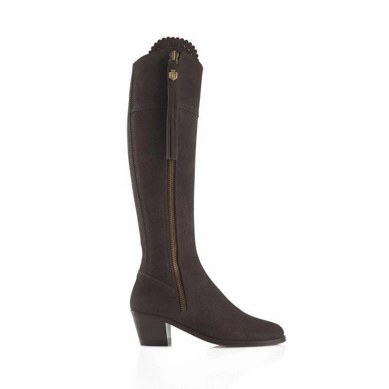 Fairfax & Favor Heeled Regina Ladies Suede Boot - Chocolate Trendy Picks Today Todays Mega Savings