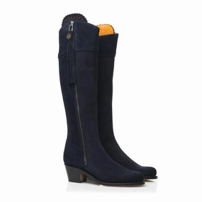 Save More Now Fairfax & Favor Heeled Regina Ladies Suede Boot - Navy
