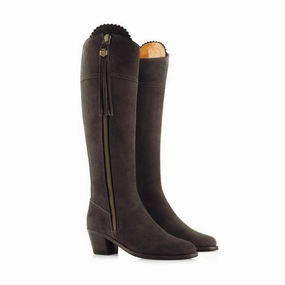 Limited Time Offer Fairfax & Favor Heeled Regina Sporting Fit Ladies Suede Boot - Chocolate
