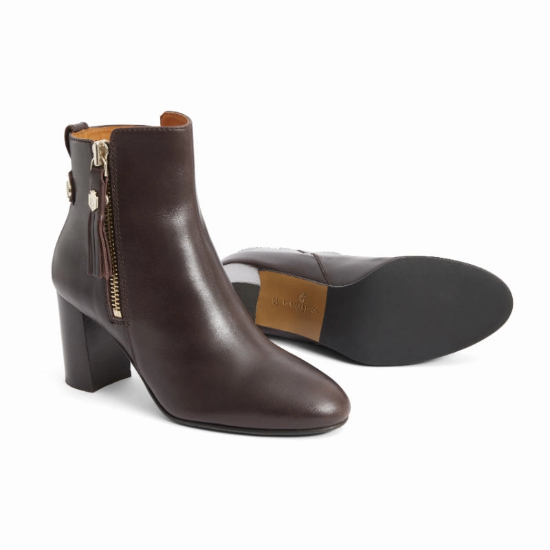 Exclusive Holiday Deal Trending Now Offer Fairfax & Favor Oakham Ladies Leather Heeled Ankle Boot - Mahogany