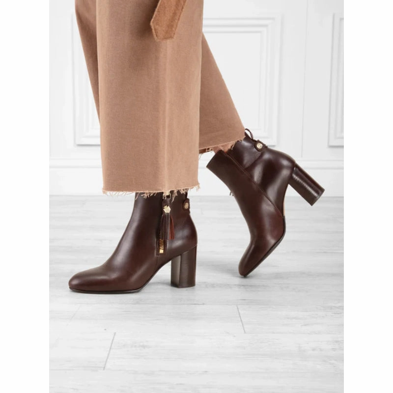 Fairfax & Favor Oakham Ladies Leather Heeled Ankle Boot - Mahogany Today Only Steal Shop Now Save