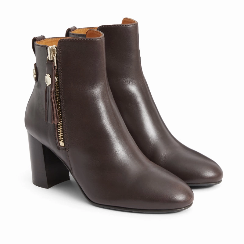 Fairfax & Favor Oakham Ladies Leather Heeled Ankle Boot - Mahogany Surprise Offer Now Trending Now Offer