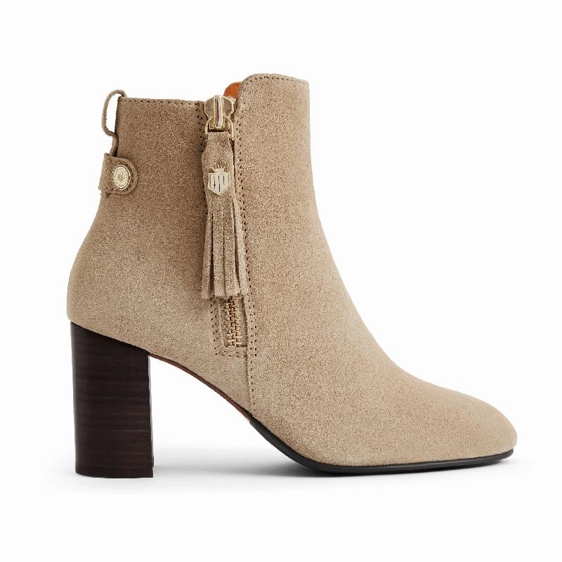 Fairfax & Favor Oakham Ladies Suede Heeled Ankle Boot - Caramel Weekend Specials Instant Savings Deal