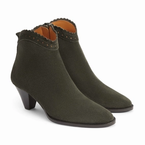Grab It Before Gone Todays Steal Fairfax & Favor Regina Ladies Suede Ankle Boot - Moss Green