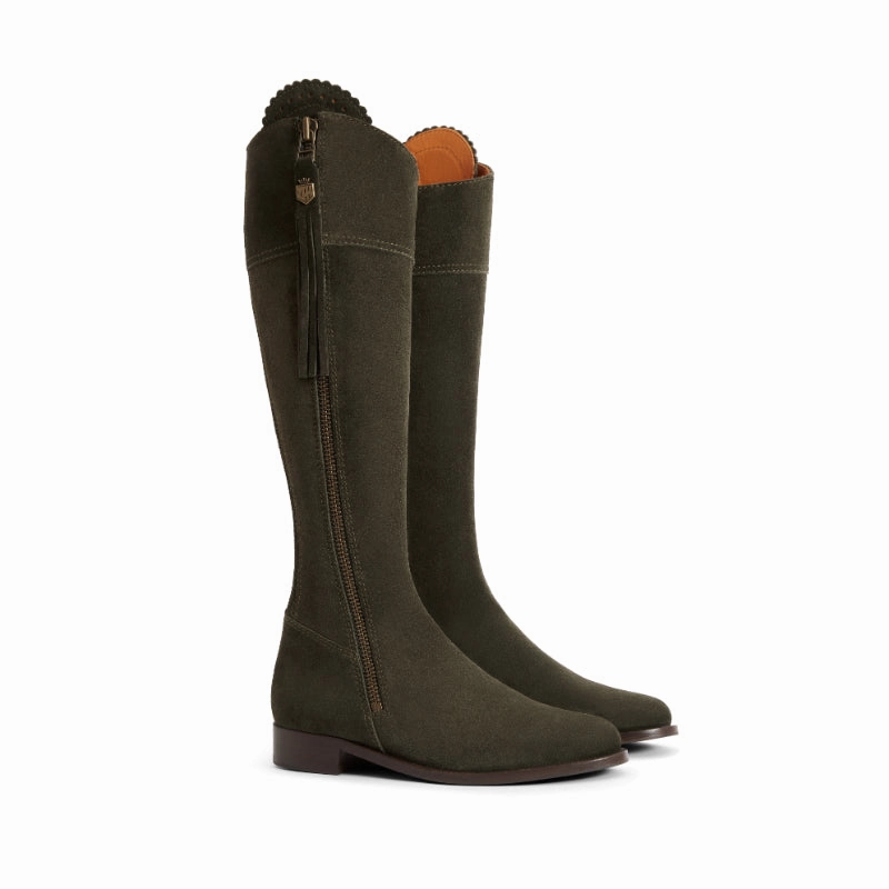 Fairfax & Favor Regina Ladies Suede Boot - Moss Green Last Chance Offer