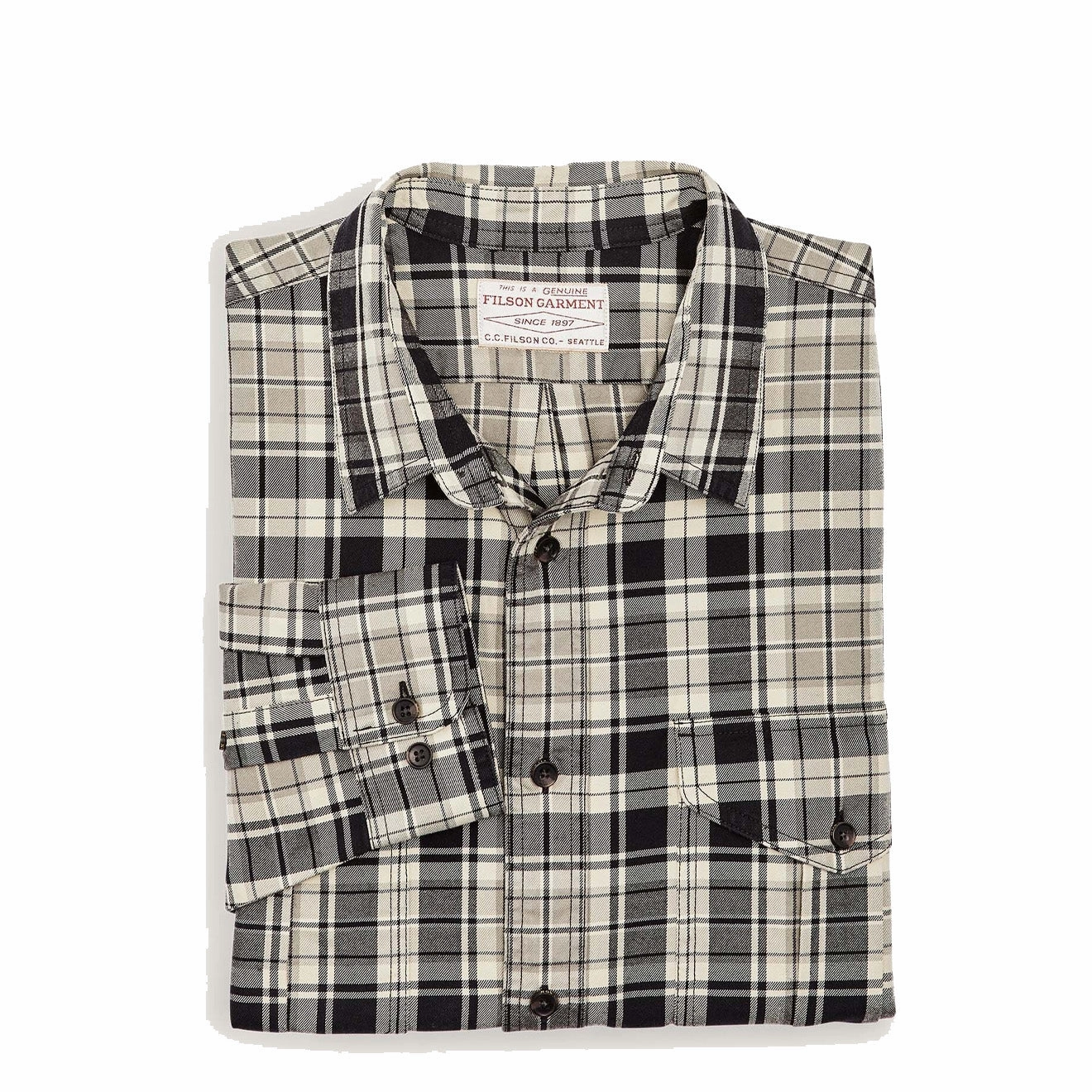 Best Deal Online Grab It Fast Filson Lightweight Alaskan Guide Shirt Cream / Black / Gray