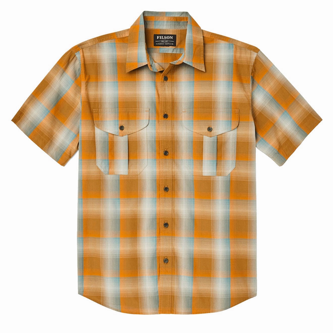 Filson Ss Feather Cloth Shirt Dark Gold / Pine Hot Pick Online