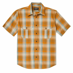 Filson Ss Feather Cloth Shirt Dark Gold / Pine Big Sale Today