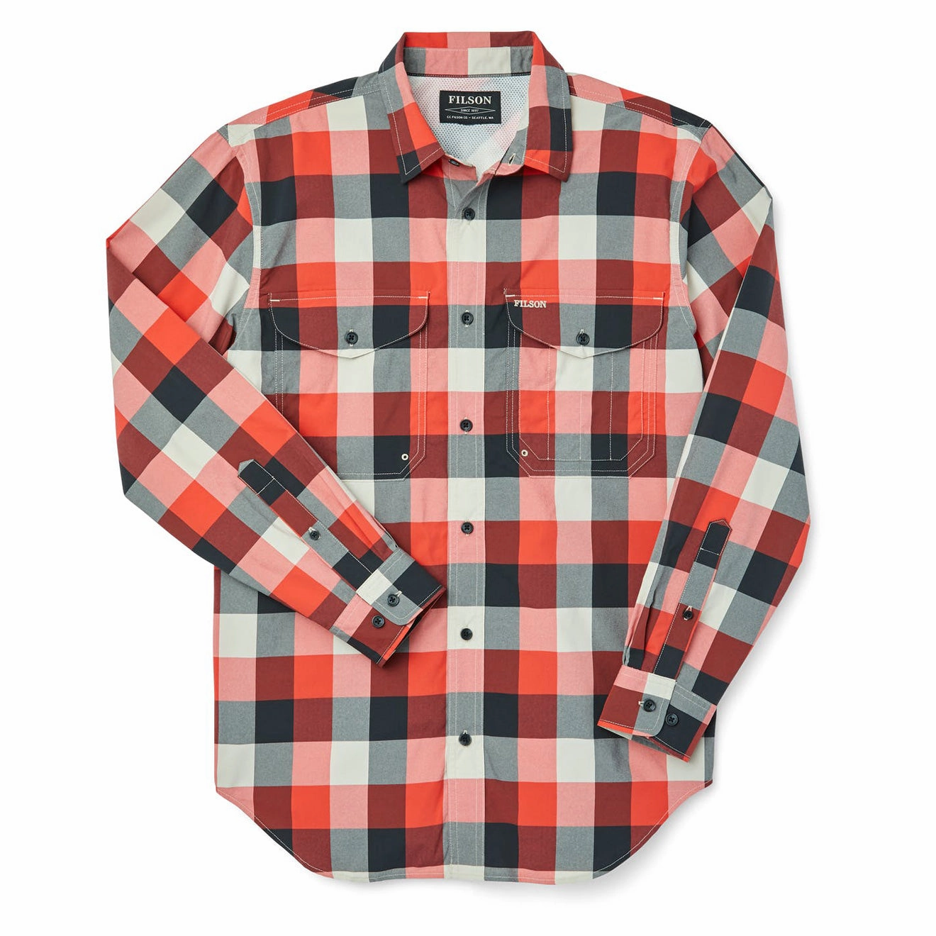 Filson Twin Lakes Sport Shirt Red / Black / Cream Limited Time Offer Clearance Blowout