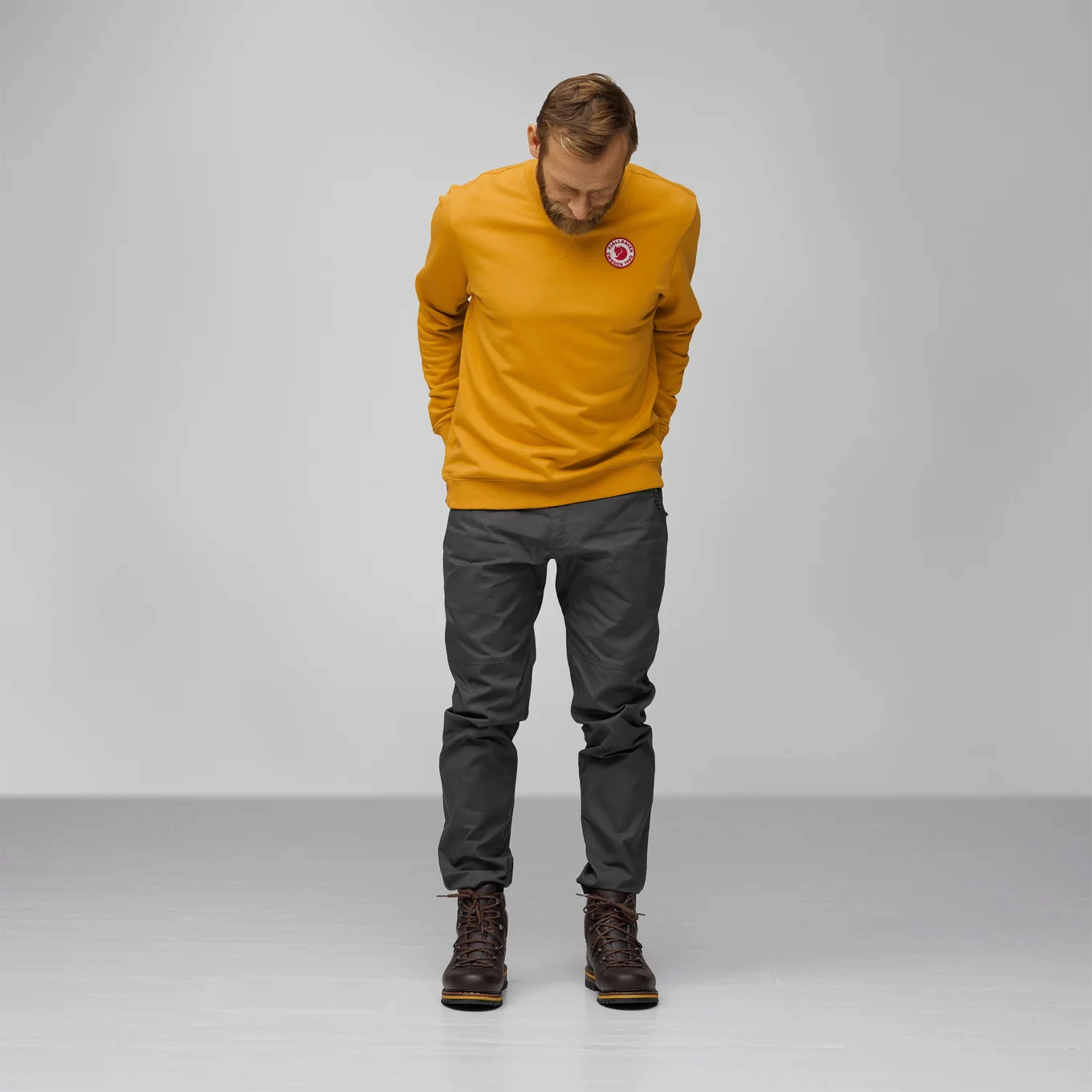 Trendy Picks Today Fjallraven 1960 Logo Badge Sweater Mustard Yellow