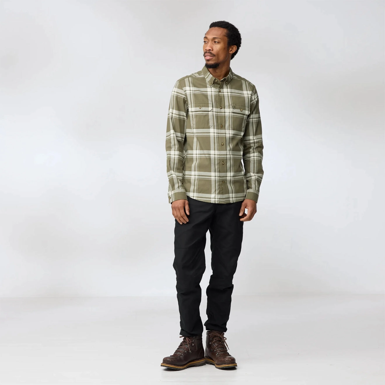Fjallraven Ovik Lite Flannel Shirt Laurel Green / Chalk White Exclusive Holiday Deal Todays Best Deal