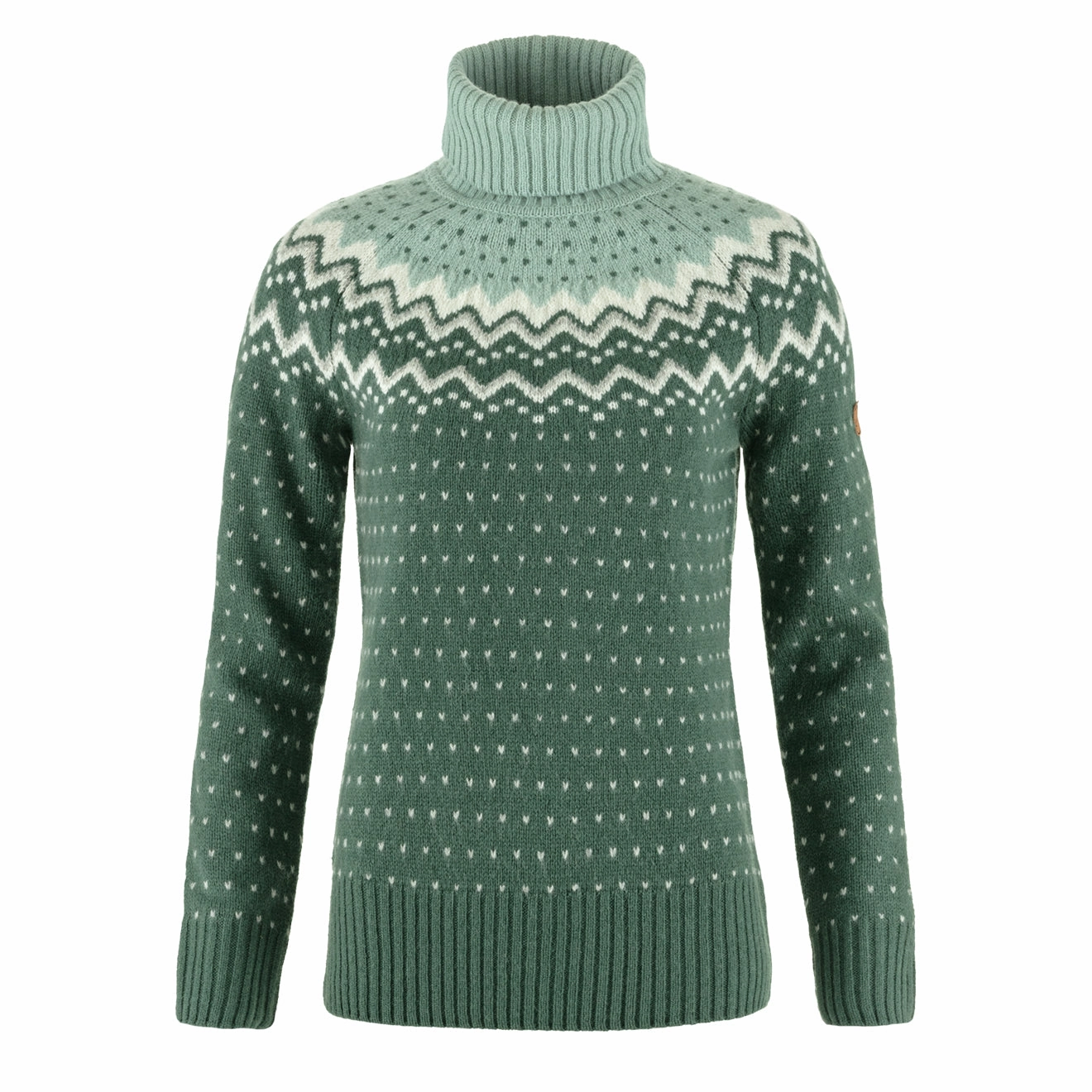 Fjallraven Womens Ovik Knit Roller Neck Deep Patina / Misty Green Instant Savings Deal Today Only Offer