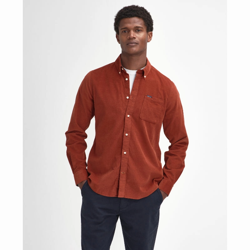 Shop Grab Savings Online Exclusive Offer Barbour Ramsey Corduroy Mens Tailored Shirt - Dark Ginger