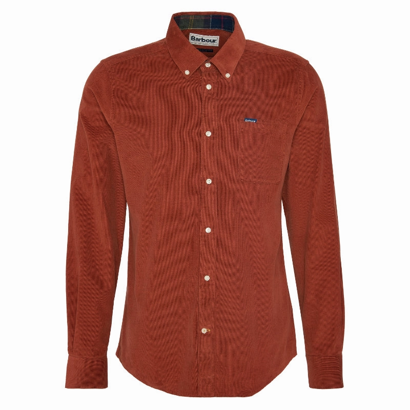 Unmissable Deal Today Hot Clearance Now Barbour Ramsey Corduroy Mens Tailored Shirt - Dark Ginger