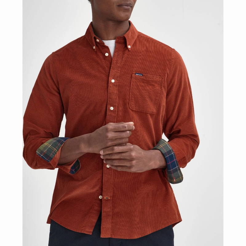 Limited Stock Hot Deal Gift Sale Event Barbour Ramsey Corduroy Mens Tailored Shirt - Dark Ginger