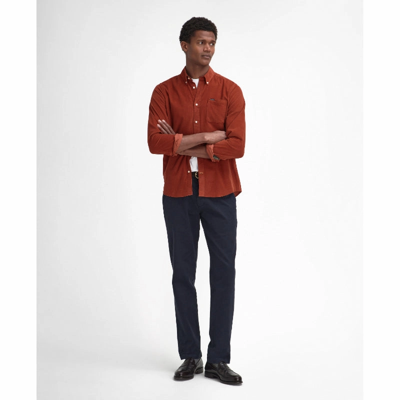 Exclusive Online Offer Limited Stock Alert Barbour Ramsey Corduroy Mens Tailored Shirt - Dark Ginger