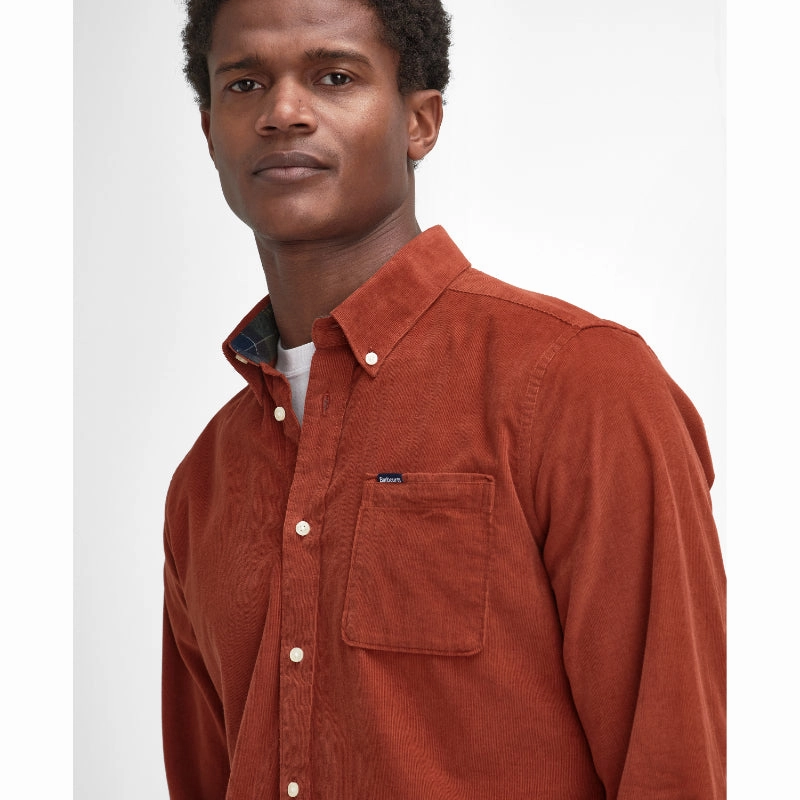 Instant Hot Deal Barbour Ramsey Corduroy Mens Tailored Shirt - Dark Ginger