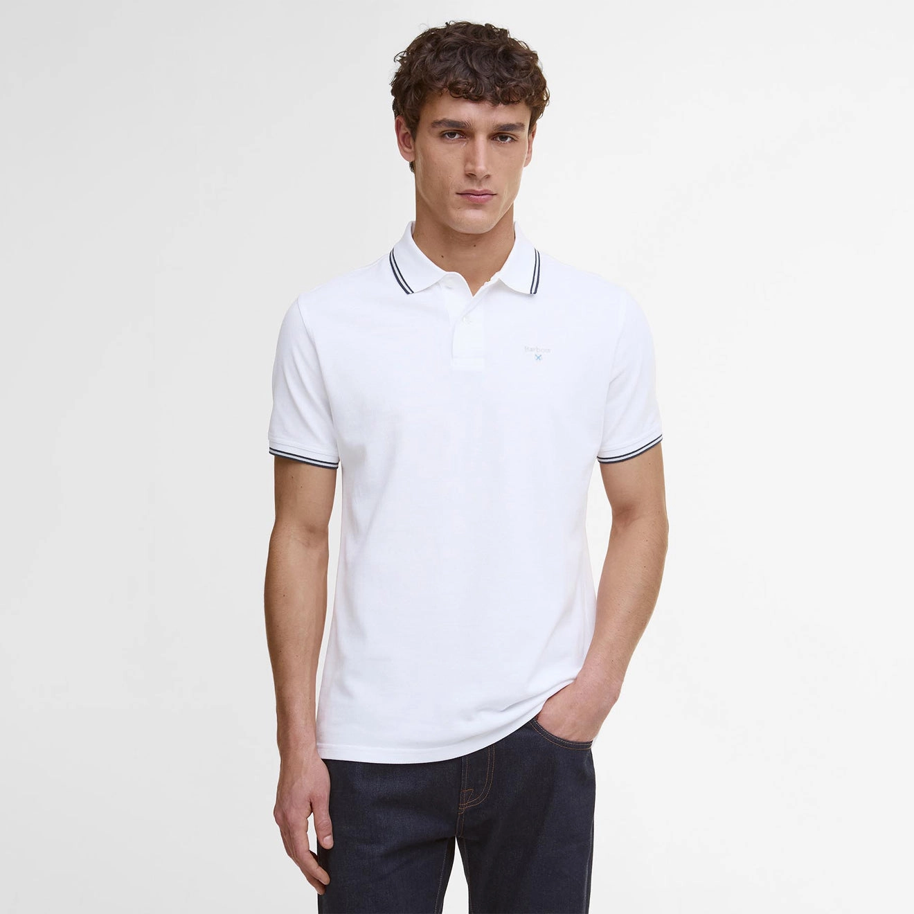 Barbour Fielding Tailored Polo Shirt White Best Seller Discount