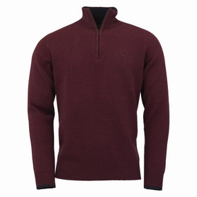 Laksen Brompton Zip Neck Lambswool Mens Jumper - Burgundy MustHave Items