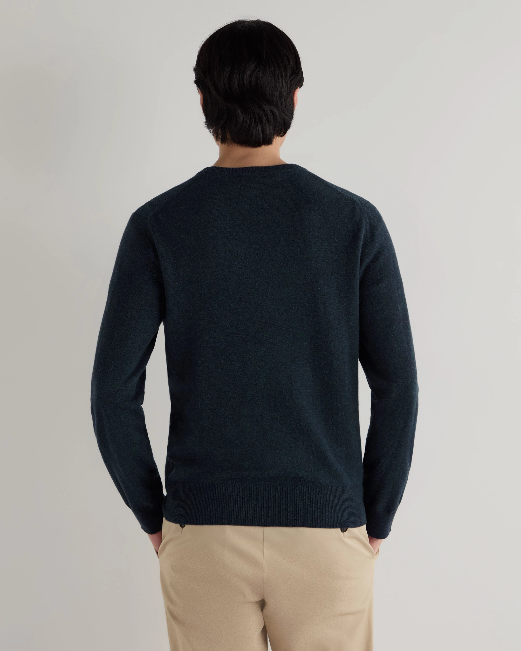 Limited Stock Hot Deal Limited Stock Deals Men'S Oxford Round Neck Cashmere Jumper Indigo Blue