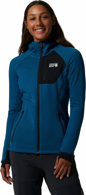 Shop Grab Now Today Only Steal Mountain Hardwear Women'S Polartec Power Grid Full Zip Hoody - Vinson Blue