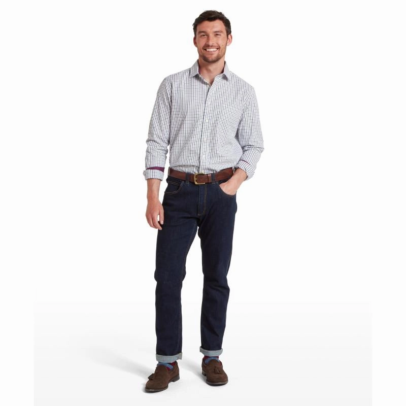 Shop the Savings Dont Miss This Offer Schoffel Milton Tailored Fit Mens Shirt - Plum/Botanical Green