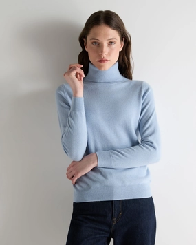 Clearance Steal Today Hot Item Clearance Women'S Luna Roll Neck Cashmere Jumper Sea Mist Blue