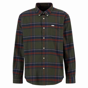 Barbour Dogwood Regular Mens Checked Shirt - Olive Hot Clearance Now Dont Wait Save Today