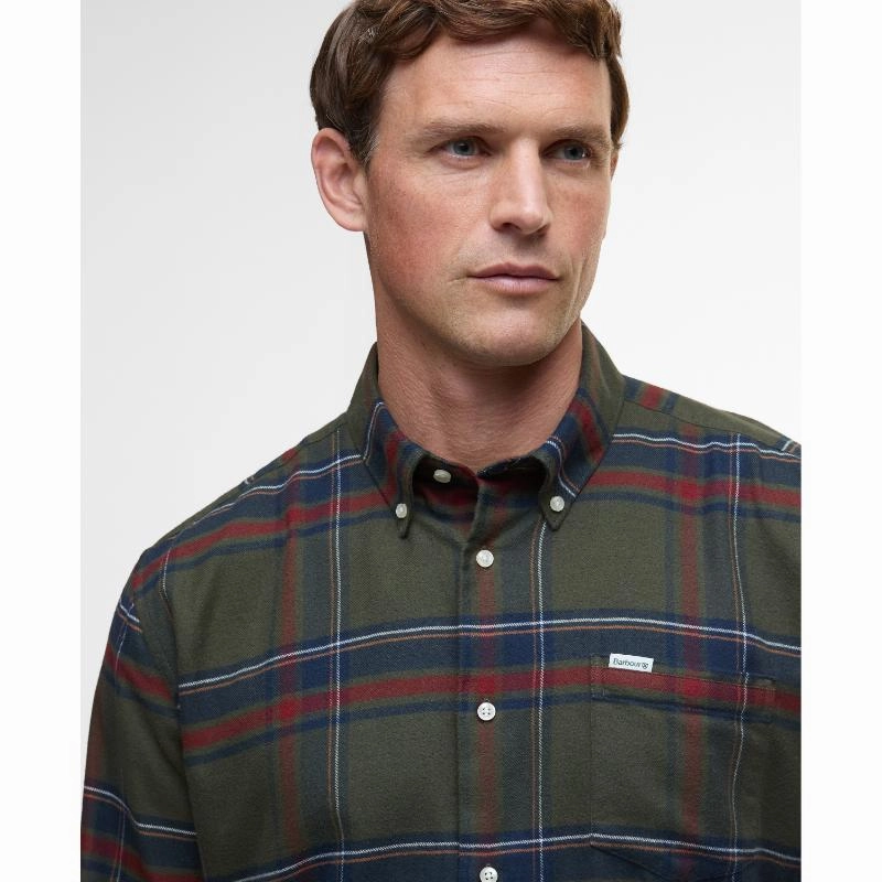 Best Deal Online Shop Smart Save Barbour Dogwood Regular Mens Checked Shirt - Olive