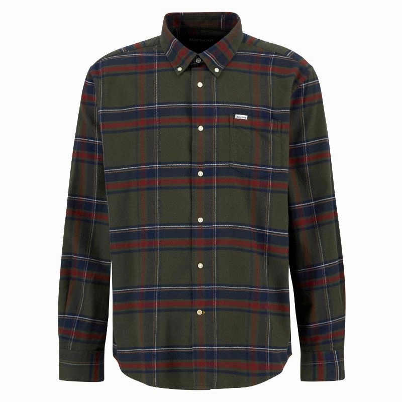 Barbour Dogwood Regular Mens Checked Shirt - Olive Hot Clearance Now Dont Wait Save Today